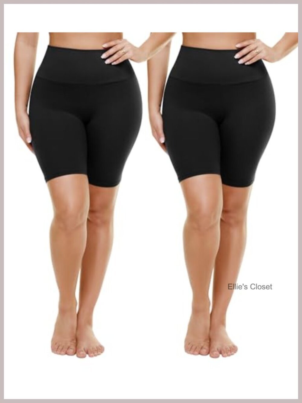 2 Pack Plus Size Biker Shorts High Waisted Tummy Control 8 Inch Inseam Workout